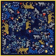 Jessie Zhao New York Double Sided Silk Scarf Of Amazon Rainforest Journey in Blue