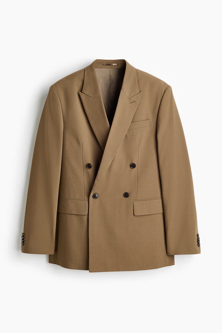 Relaxed Fit Double-breasted Jacket, Alternate, color, Dark beige