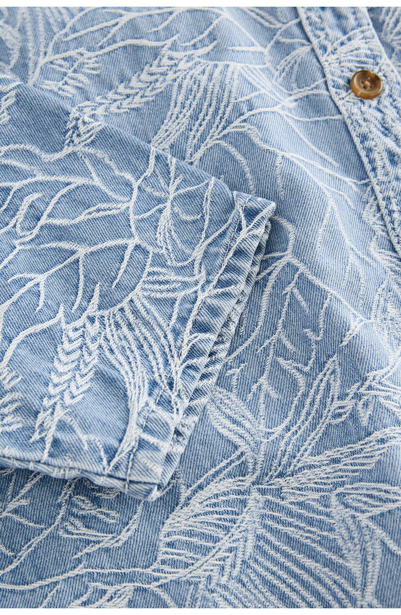 NEXT Boxy Jacquard Short Sleeve Button-Up Shirt, Alternate, color, Blue