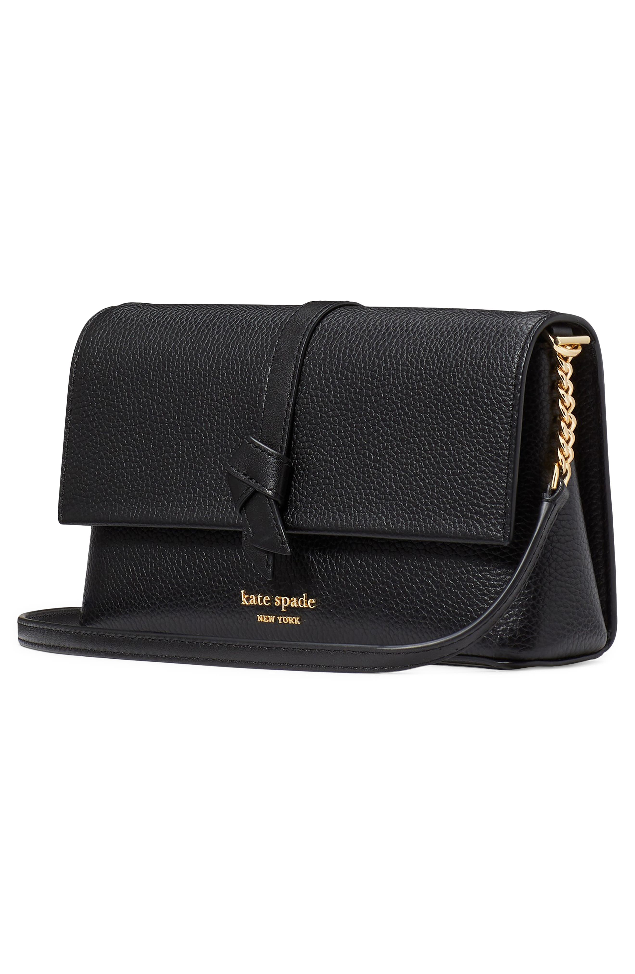 knott pebble leather crossbody wallet, Alternate, color, BLACK