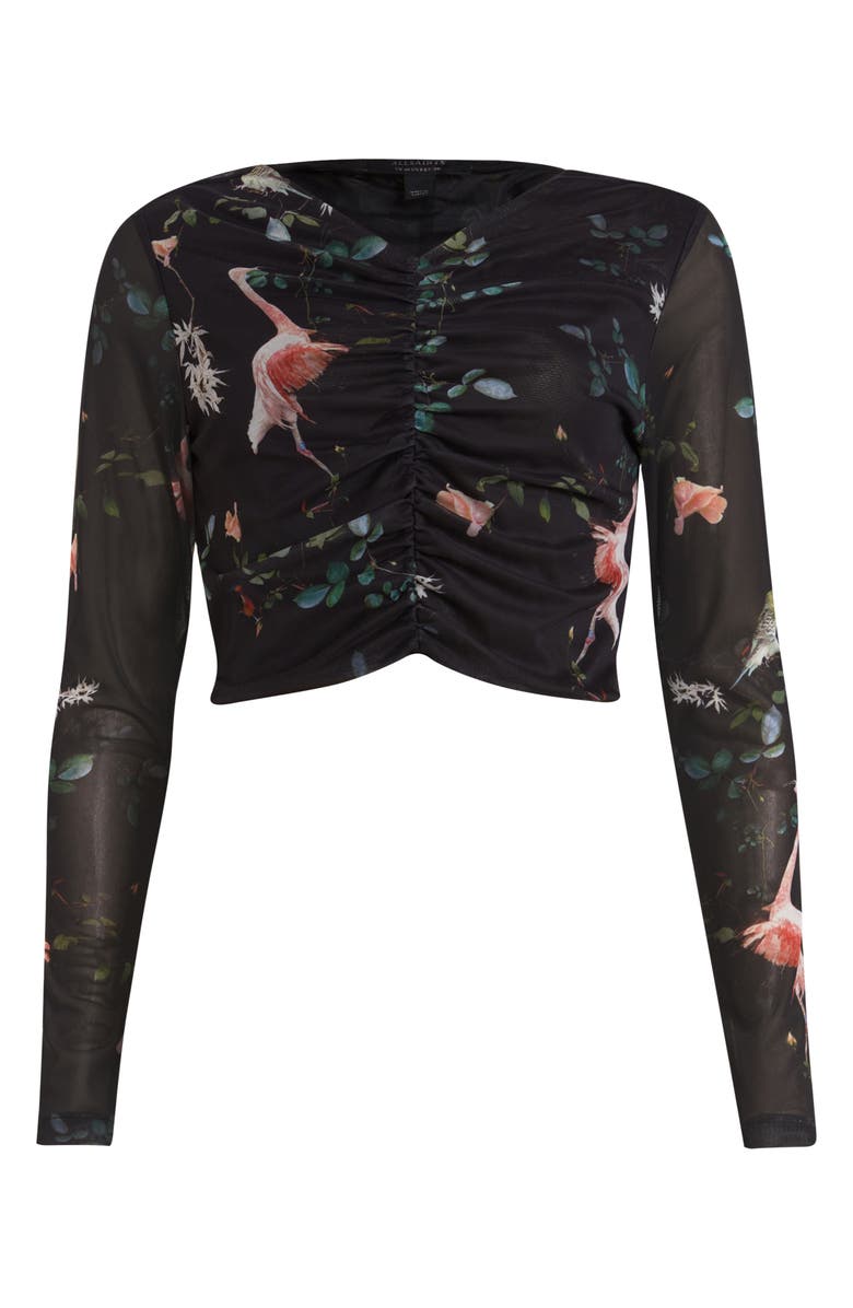 AllSaints Tessia Fabia Floral Ruched Crop Top, Alternate, color,