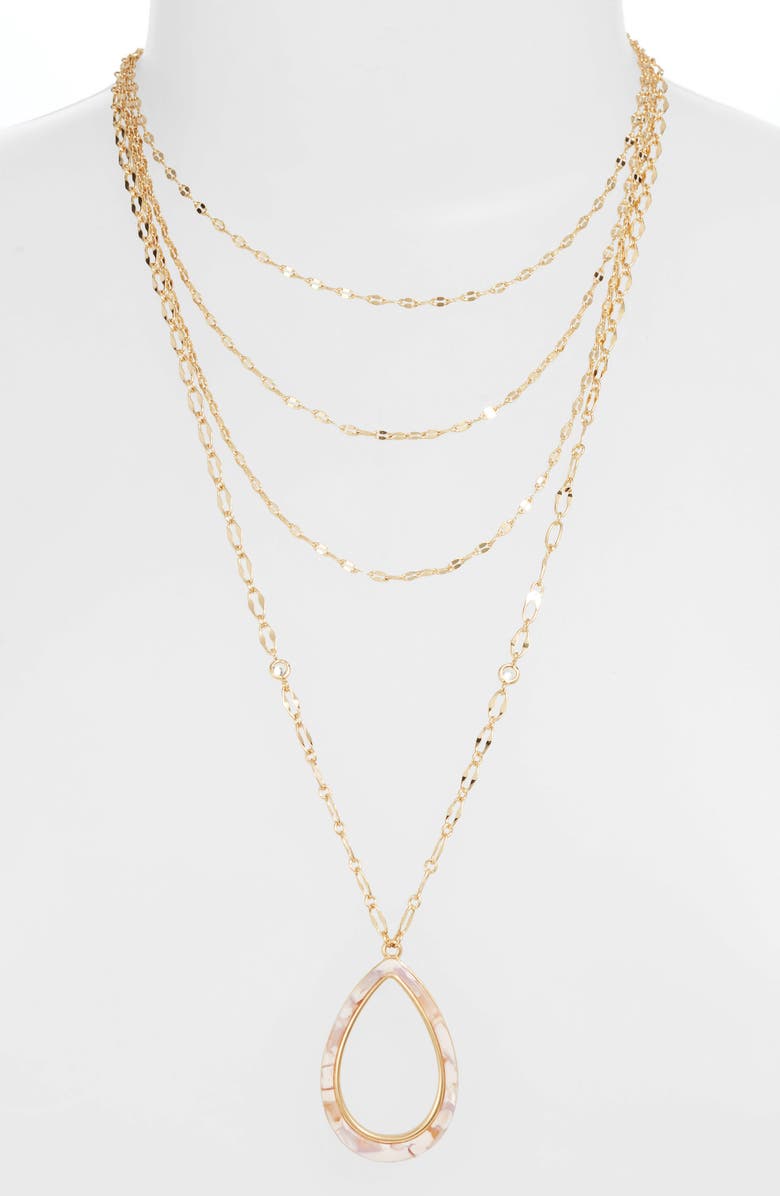 Ettika Multistrand Teardrop Pendant Necklace, Alternate, color,