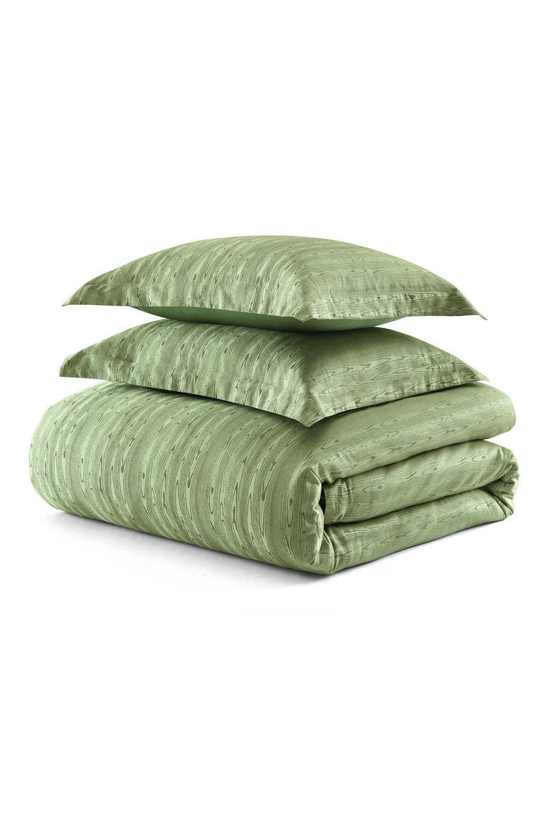 Faux Bois Jacquard Duvet Cover Set, Main, color, GREEN