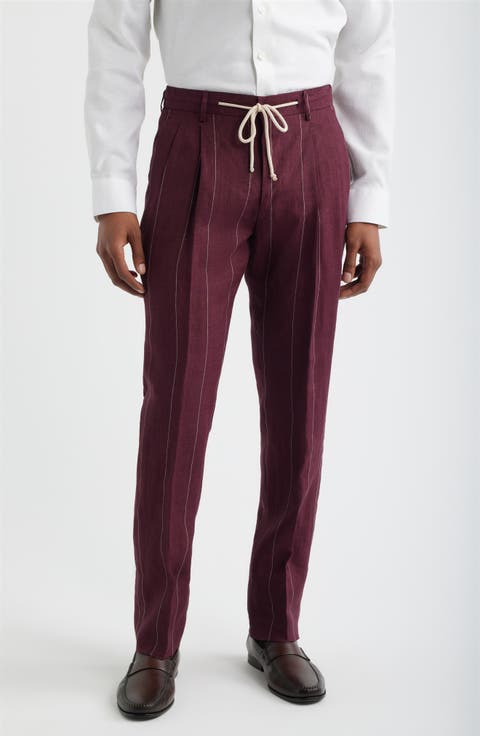 Nova Pinstripe Pleated Wool Blend Trousers