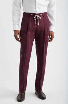 Nova Pinstripe Pleated Wool Blend Trousers