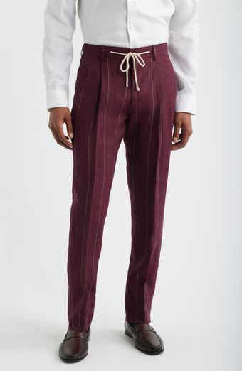 Nova Pinstripe Pleated Wool Blend Trousers