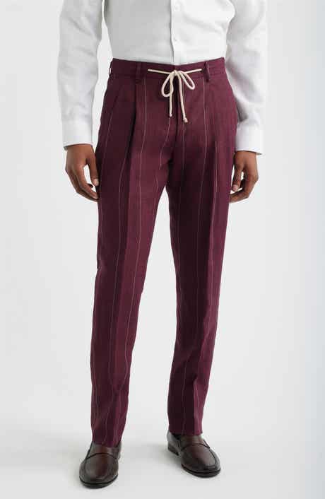 Nova Pinstripe Pleated Wool Blend Trousers