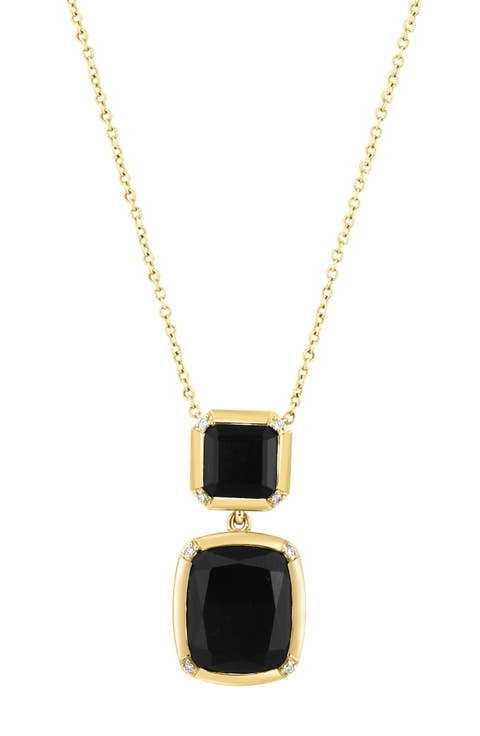 Diamond & Onyx Pendant Necklace - 0.02ct.