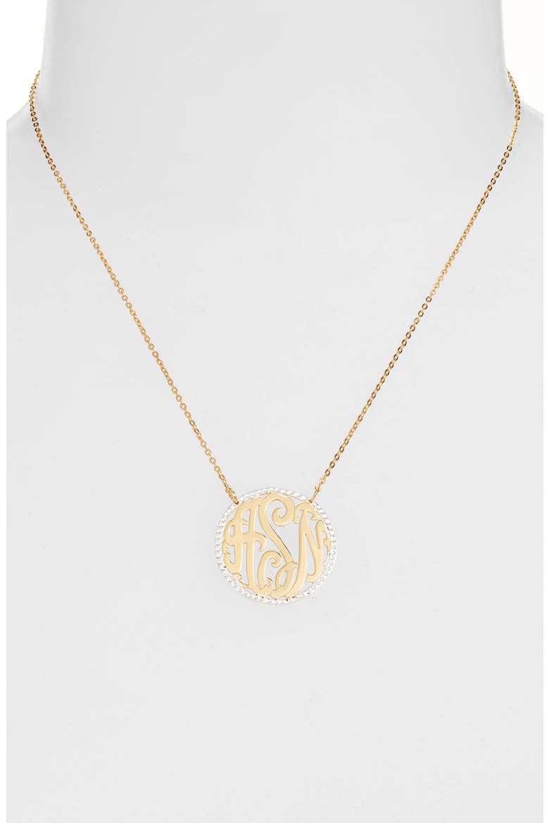 Argento Vivo Personalized Three Initial Pendant Necklace, Alternate, color, GOLD/SILVER