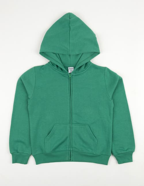 Leveret Kids Zip-up Sweatshirt Hoodie, Cotton Blend, Solid Colors In Green