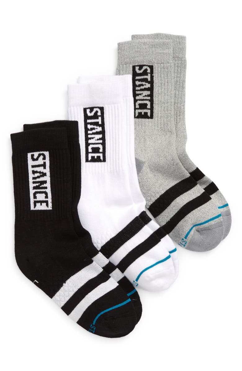 Stance Assorted 3-Pack Joven Crew Socks, Main, color, Grey