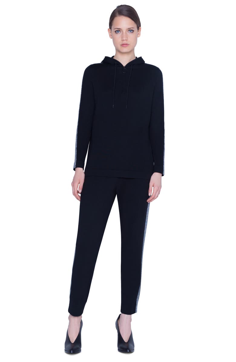 Akris punto Metallic Tuxedo Stripe Wool Sweater, Alternate, color, 