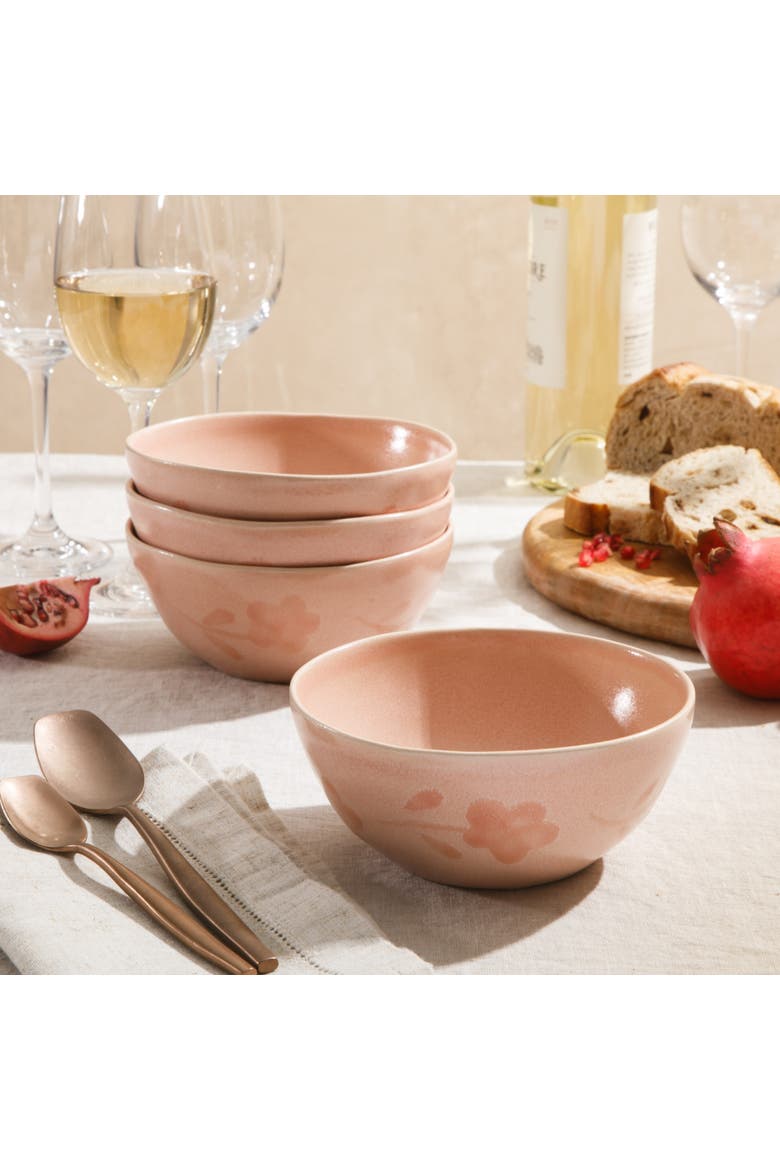 Porto Petals 6.4 Inch Cereal Bowls Set of 4, Alternate, color, Blush Pink