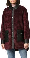 Bernardo Faux Shearling Shirt Jacket with Faux Leather Trim