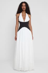 LEAU Harlowe Contrast Corset Maxi Dress