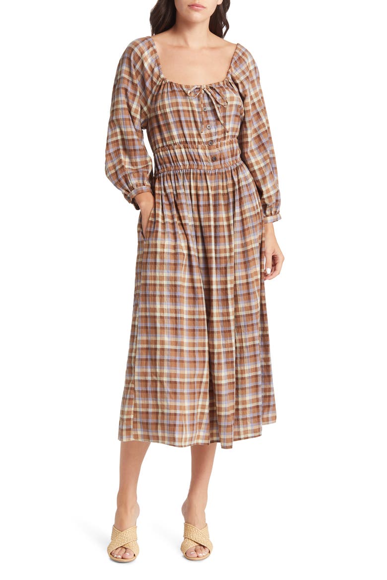madewell cotton gauze dress Sophia Long Sleeve Stretch Midi (Women) Color:9# White Marseille Dress in Sunflower gbm-blackdresspants Womens dresses neck Short sleeves with