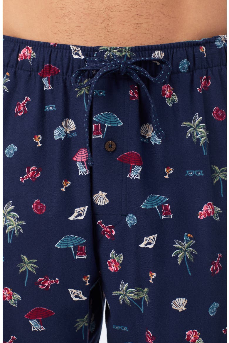 Cotton Flannel Drawstring Pajama Pants, Alternate, color, NAVY