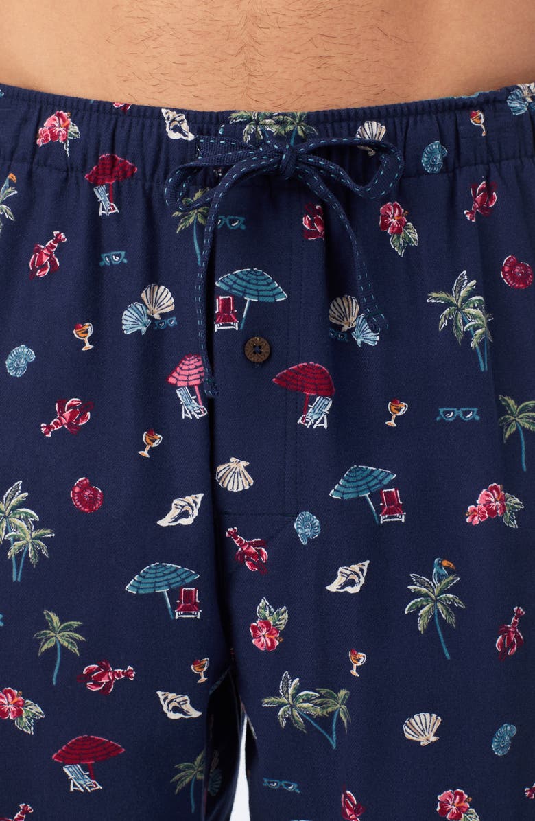Tommy Bahama Cotton Flannel Drawstring Pajama Pants, Alternate, color, Navy
