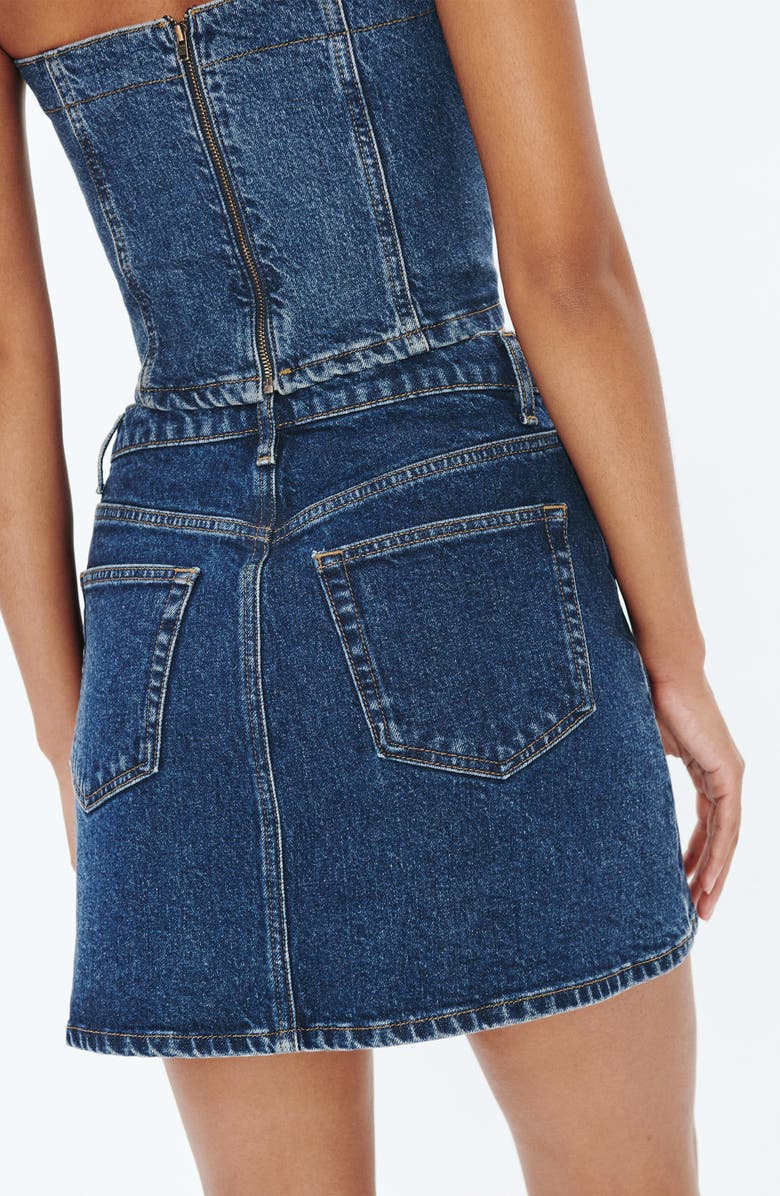 Reformation Lydia High Waist Denim Miniskirt, Alternate, color, Huron
