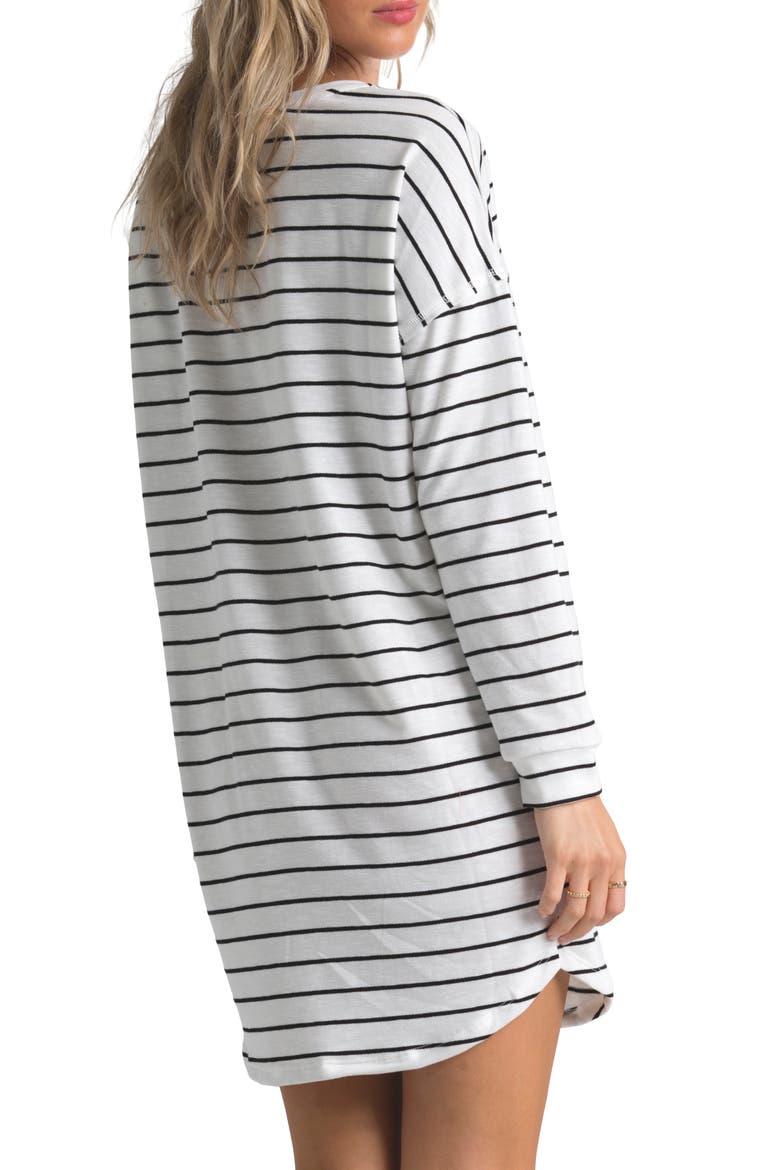 Weekend Bliss Stripe Long Sleeve T-Shirt Dress, Alternate, color, CRYSTAL