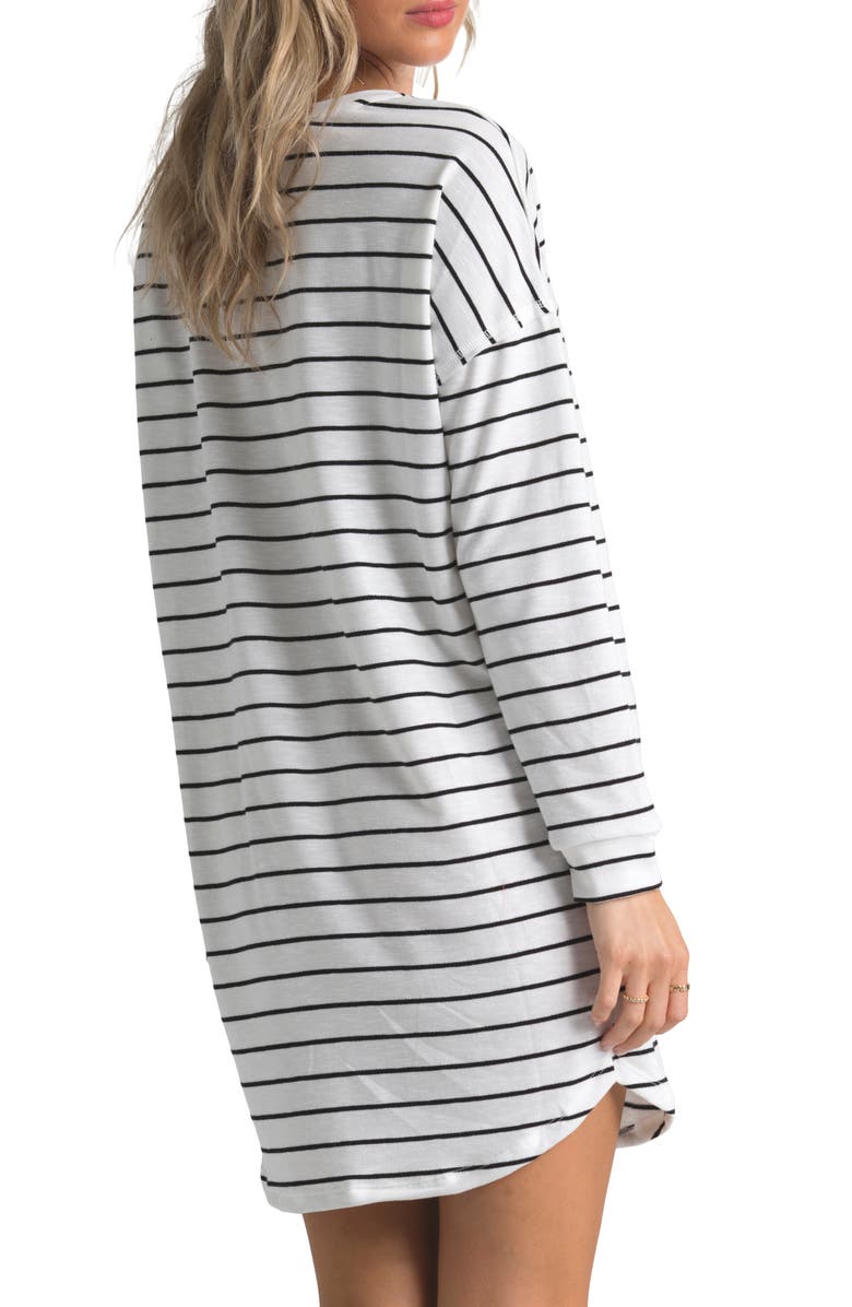 Billabong Weekend Bliss Stripe Long Sleeve T-Shirt Dress, Alternate, color, 