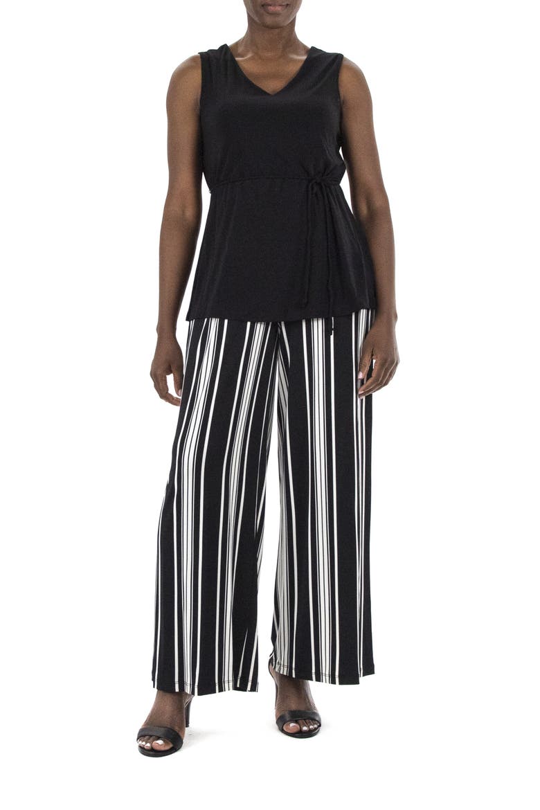 V-Neck Sleeveless Popover Jumpsuit, Main, color, BLACK WHITE