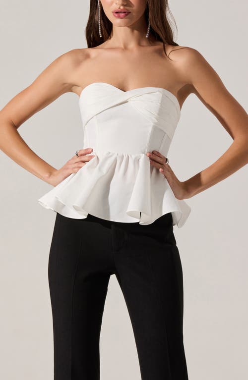 Astr The Label Melia Strapless Peplum Top In White