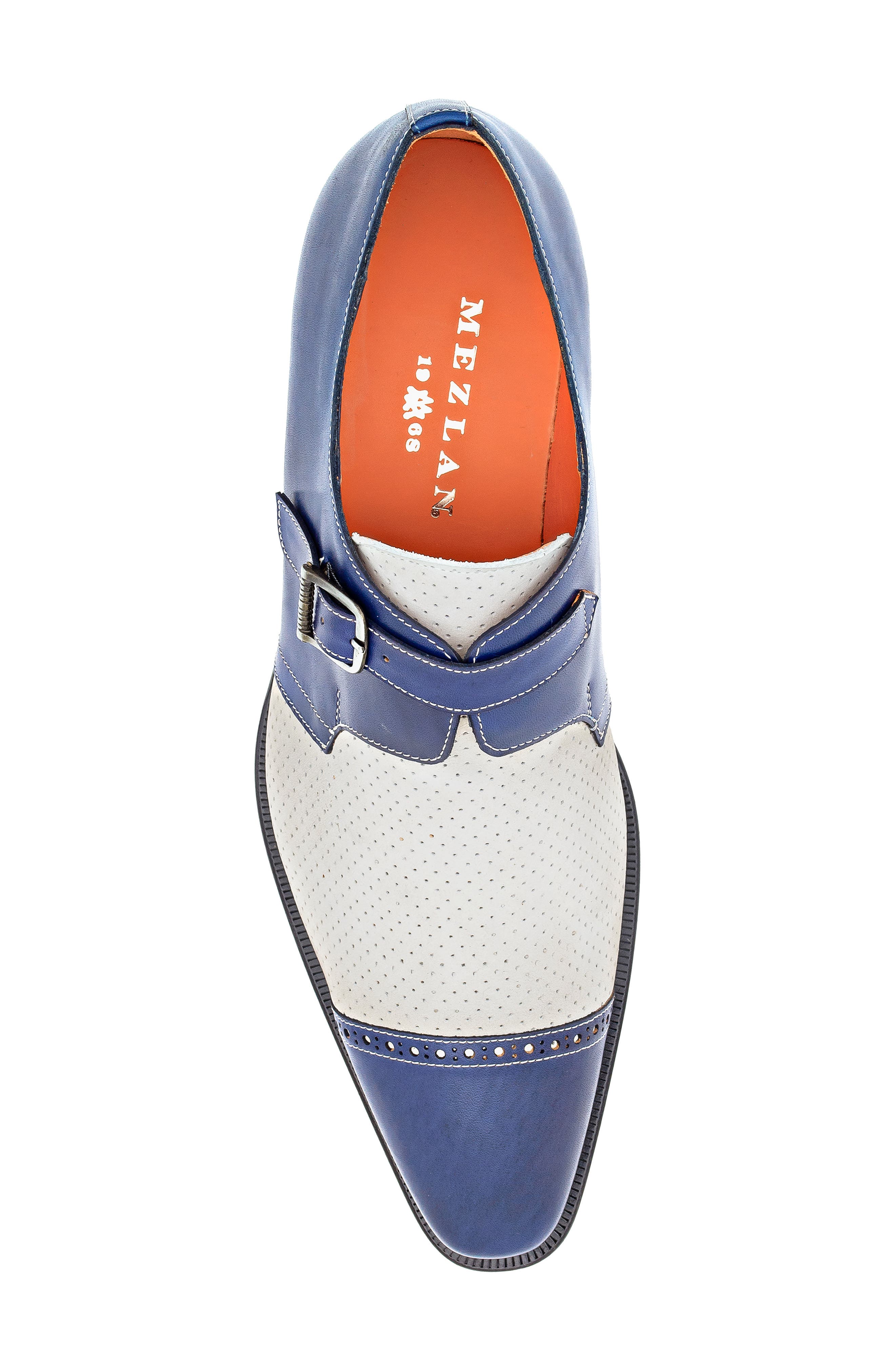 Mezlan Patina Monk Strap Loafer, Alternate, color, Navy/ Pearl Grey