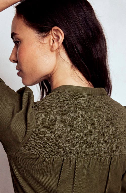 Boden Cecily Belted Long Sleeve Cotton Corduroy Midi Dress In Green