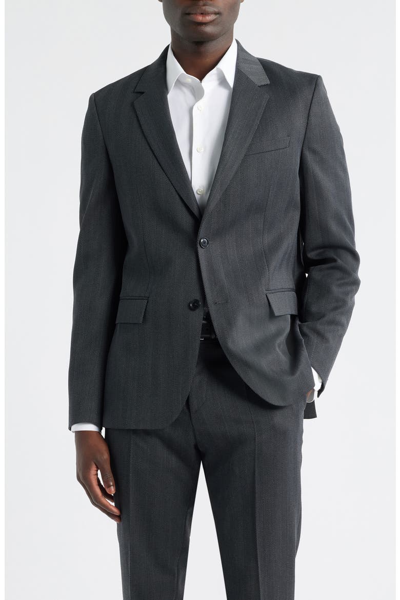 Houston Slim Fit Charcoal Grey Wool Blend Herringbone Suit, Alternate, color, MEDIUM GREY