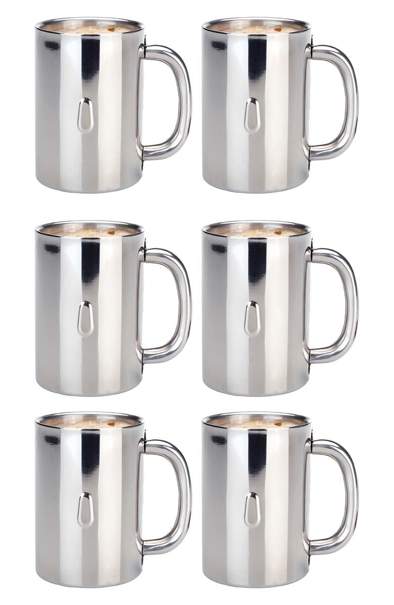 BergHOFF Straight 6-Piece Stainless Steel Mug Set, Main, color, Silver