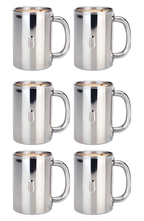 Straight 6-Piece Stainless Steel Mug Set
