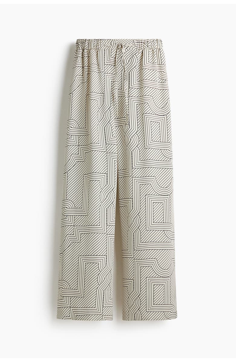 H&M Wide Trousers, Main, color, Cream/Patterned