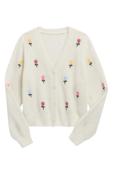 Kids' Embroidered V-Neck Cardigan