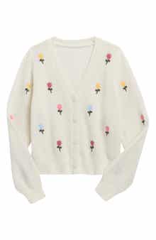 Kids' Embroidered V-Neck Cardigan