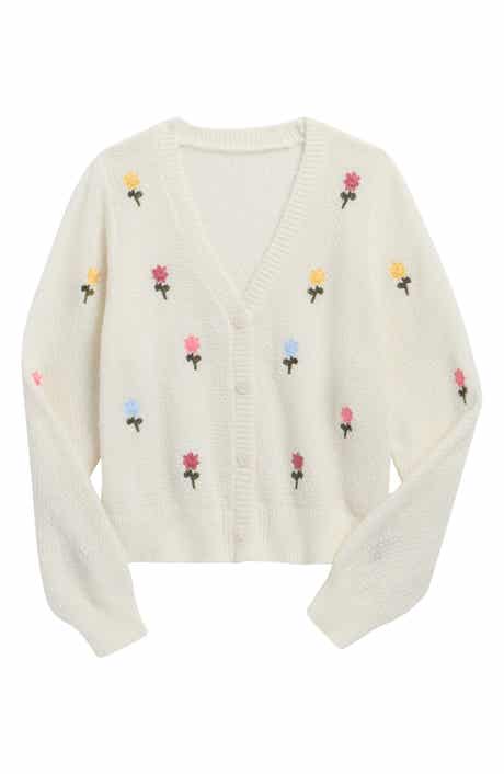 Kids' Embroidered V-Neck Cardigan
