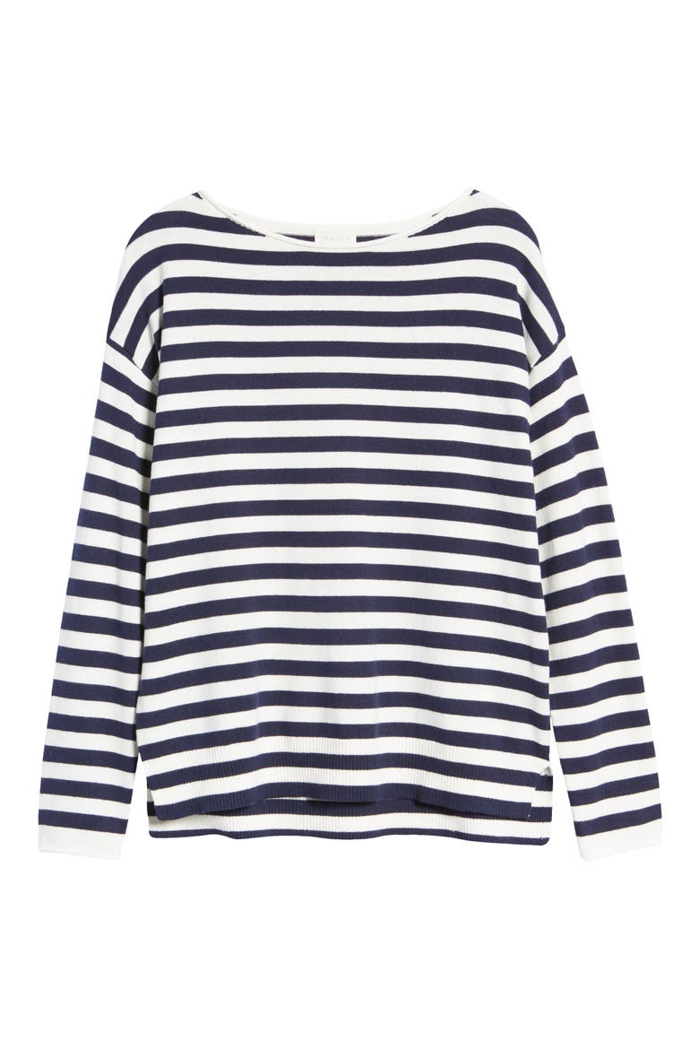 Boatneck Sweater, Alternate, color, NAVY - IVORY MARIE STRIPE