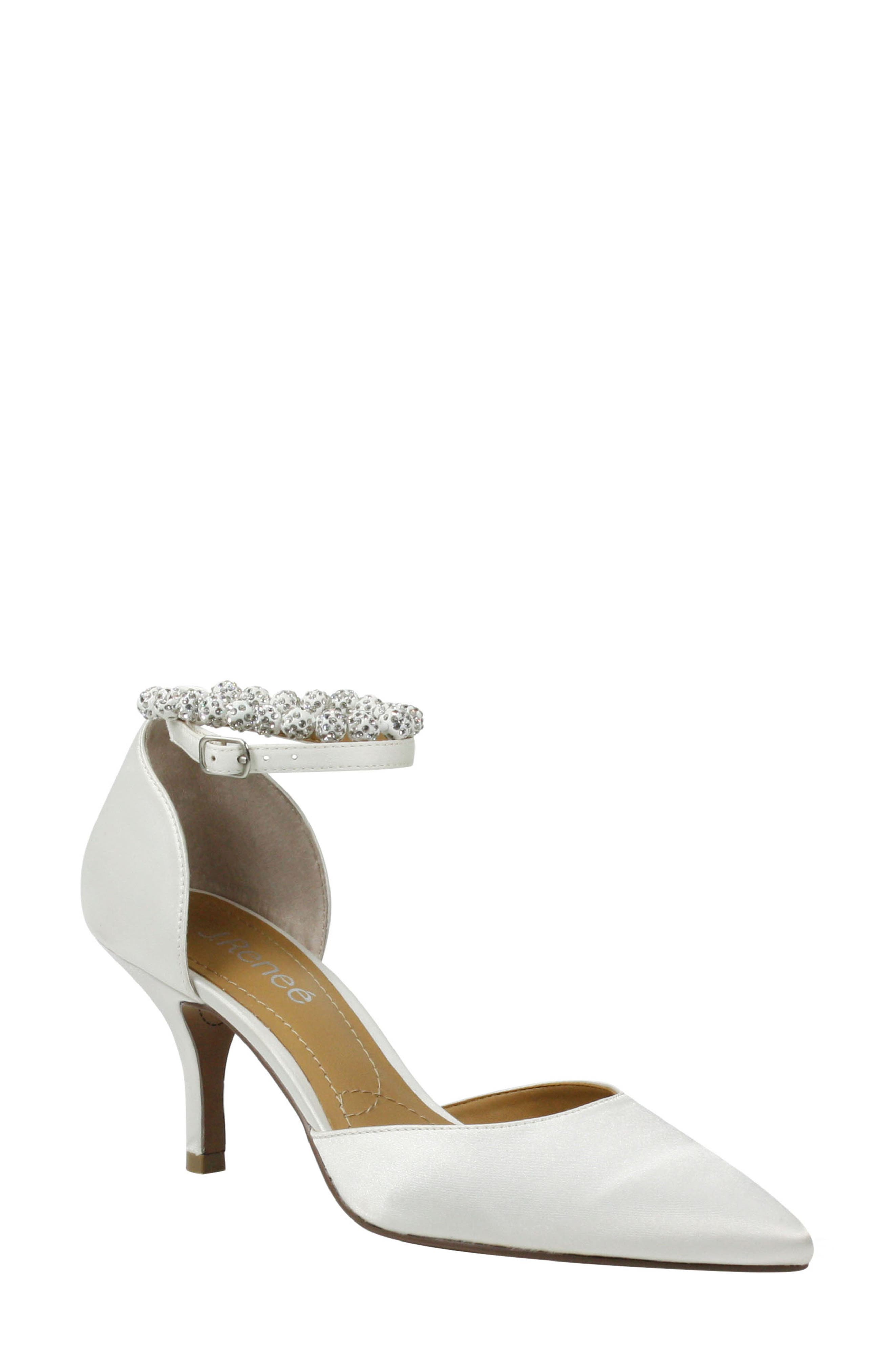 J.Renée Kenema Ankle Strap Pump, Main, color, WHITE SATIN