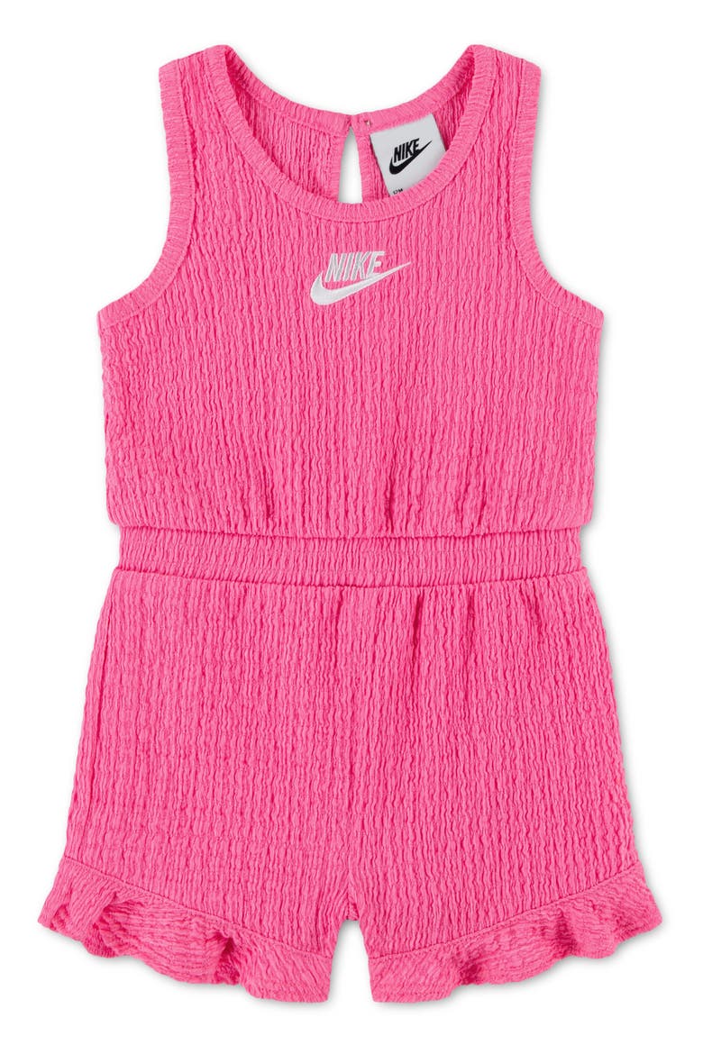 Logo Detail Textured Romper, Main, color, PINK GLOW