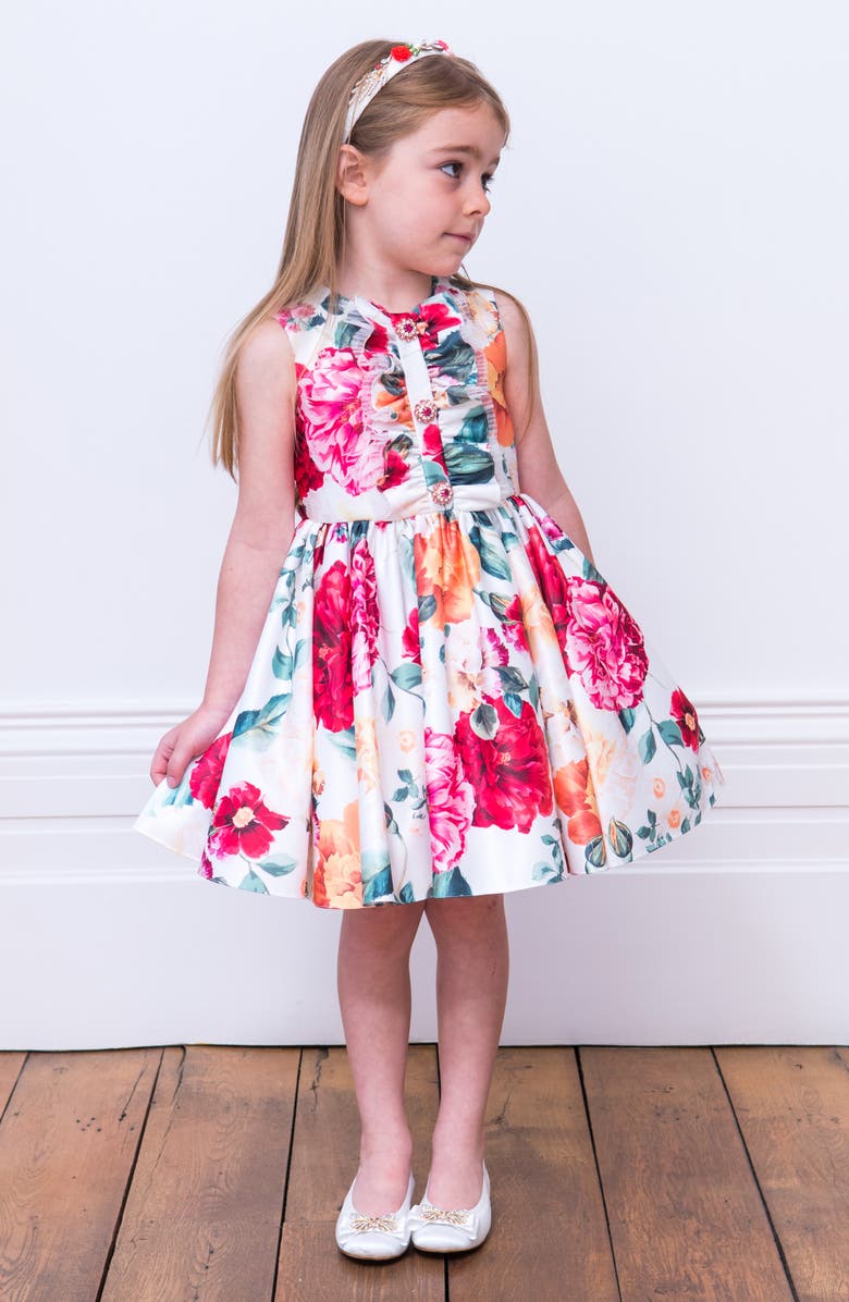 David Charles Frill Front Satin Party Dress, Alternate, color,