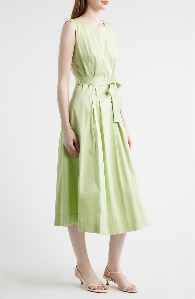 AK ANNE KLEIN Sleeveless Stretch Cotton Midi Dress, Alternate, color, Cool Sage