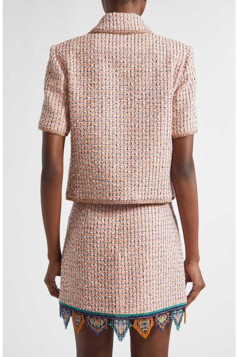 Short Sleeve Crop Tweed Jacket, Alternate, color, MULTICOLOR ORANGE BASE