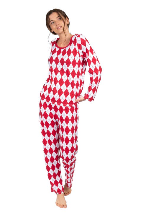 Women's Loose Fit Cotton Matching Family Holiday Pajamas, Classic & Geometric Patterns