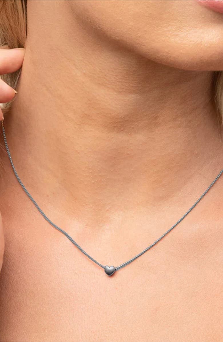 Bearfruit Jewelry Amara Petite Heart Pendant Necklace Dainty Trendy, Alternate, color, Dark Grey