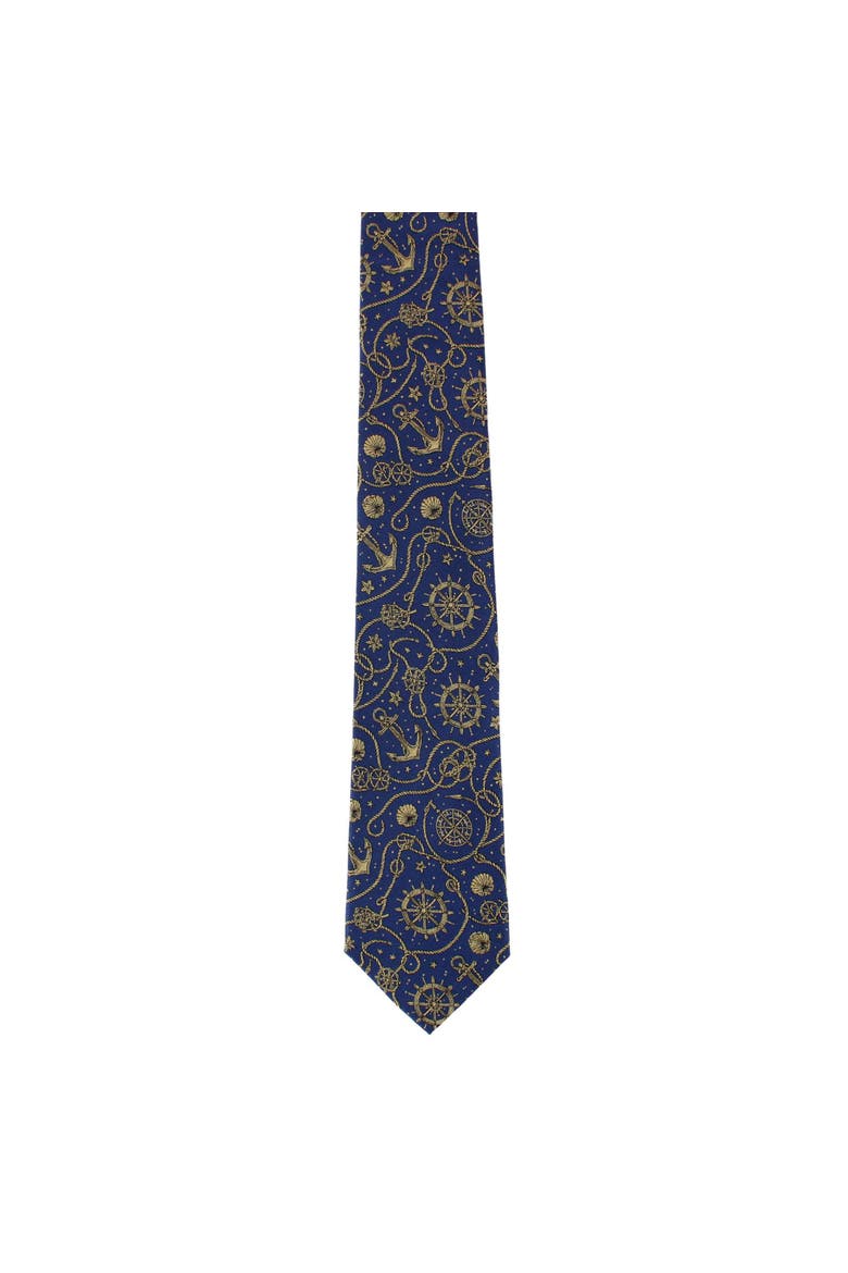 Nautical Wonders Silk Novelty Necktie, Alternate, color, Navy
