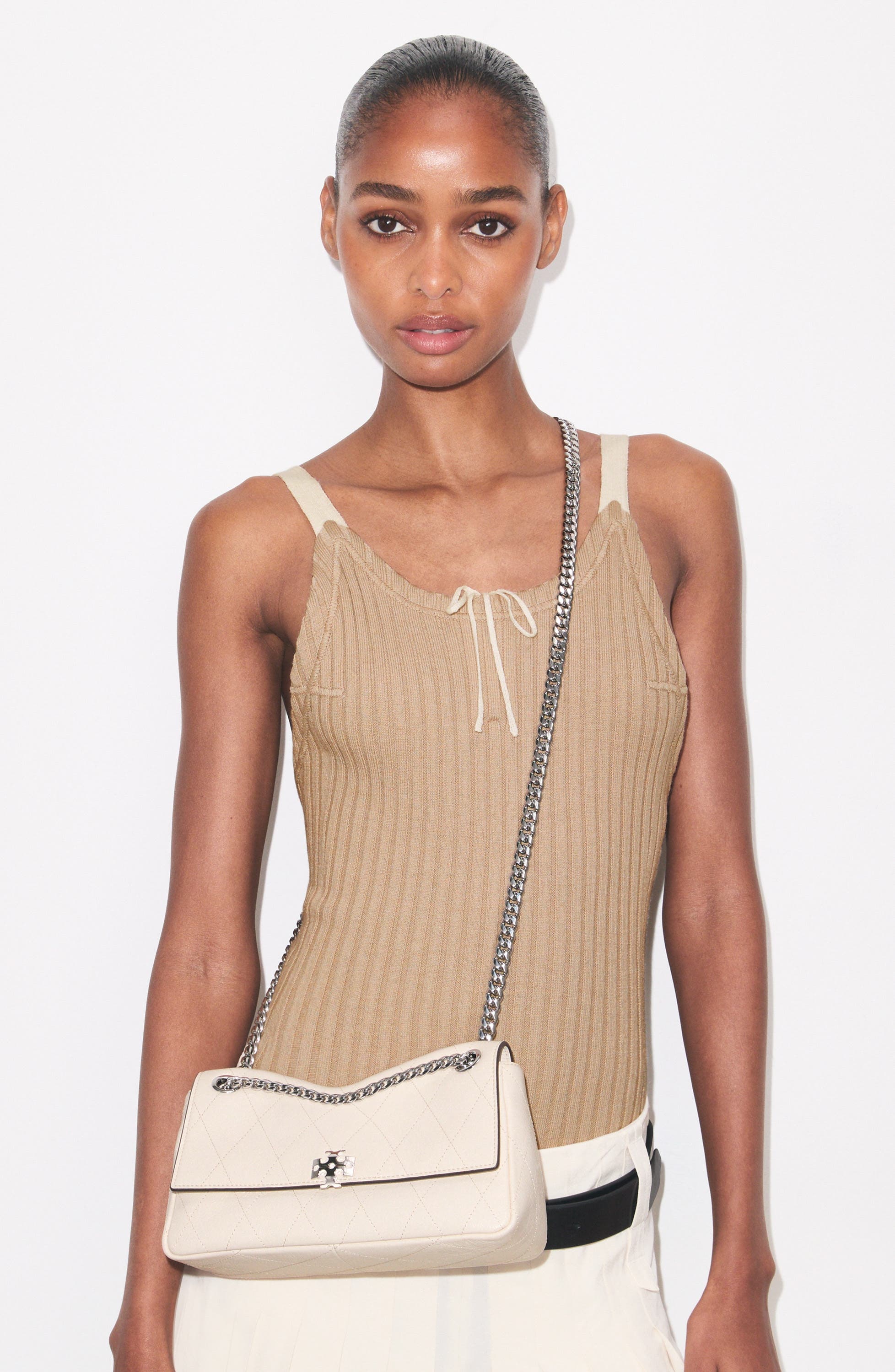Small Charlie Leather Shoulder Bag, Alternate, color, LIGHT CREAM