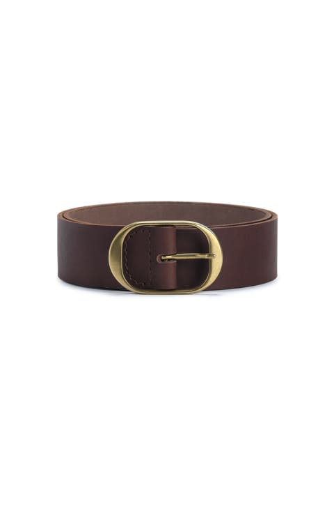 Oval Buckle Leather Belt 45mm