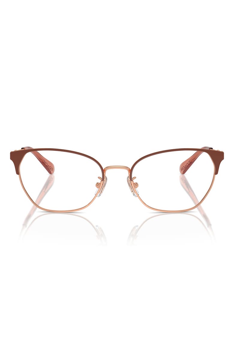 COACH 54mm Cat Eye Optical Glasses, Main, color, Rose Gold / Nutmeg / Demo Lens