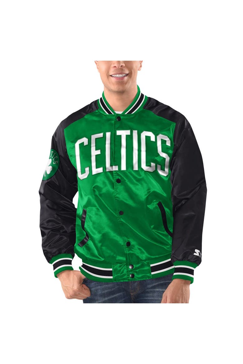 Men's Starter Kelly Green/Black Boston Celtics Renegade Satin Full-Snap Varsity Jacket, Alternate, color, Kelly Green