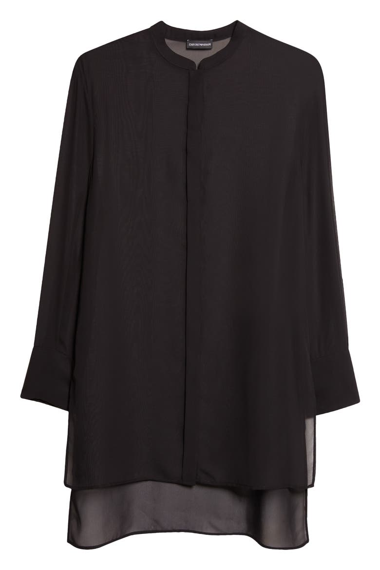 Black Techno Sheer Georgette Tunic, Alternate, color, SOLID BLACK